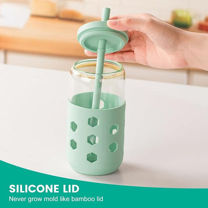 Mrsdry 16 oz Glass Cups with Lids and Straws - Image 8