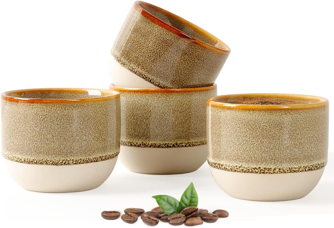INGOFIN Ceramic Espresso Cup Set of 4-4.2 oz Espresso Cup by INGOFIN