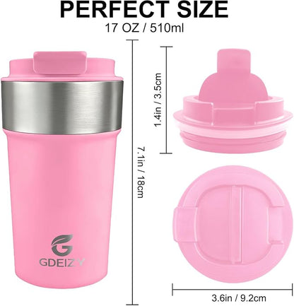 17oz Insulated Travel Coffee Mug, Stainless Steel Cup - Image 5