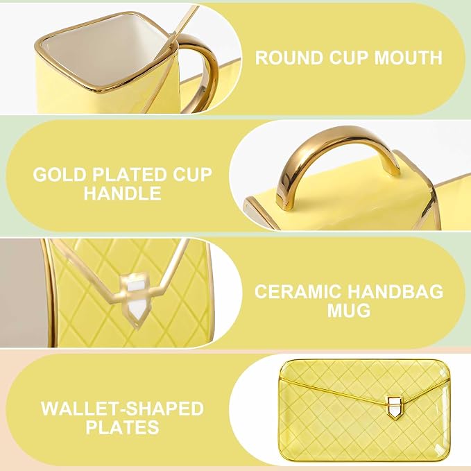 Zubebe 1 Set Coffee Mug Elegant Handbag Shaped Cup Modern Ceramic Purse Mug - Image 7