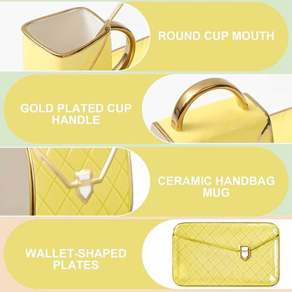 Zubebe 1 Set Coffee Mug Elegant Handbag Shaped Cup Modern Ceramic Purse Mug - Image 7