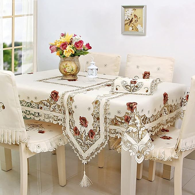 Arzoe Vintage European Flower Lace Table Runner Elegant Runners Cabinet Dining - Image 7