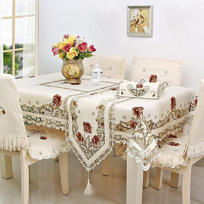 Arzoe Vintage European Flower Lace Table Runner Elegant Runners Cabinet Dining - Image 7