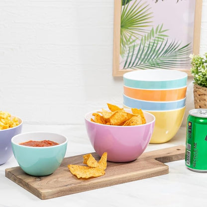 Set of 6 Large Bowls, 5.5-Inch 30.4 OZ ColorPop Melamine Bowls, Unbreakable - Image 7