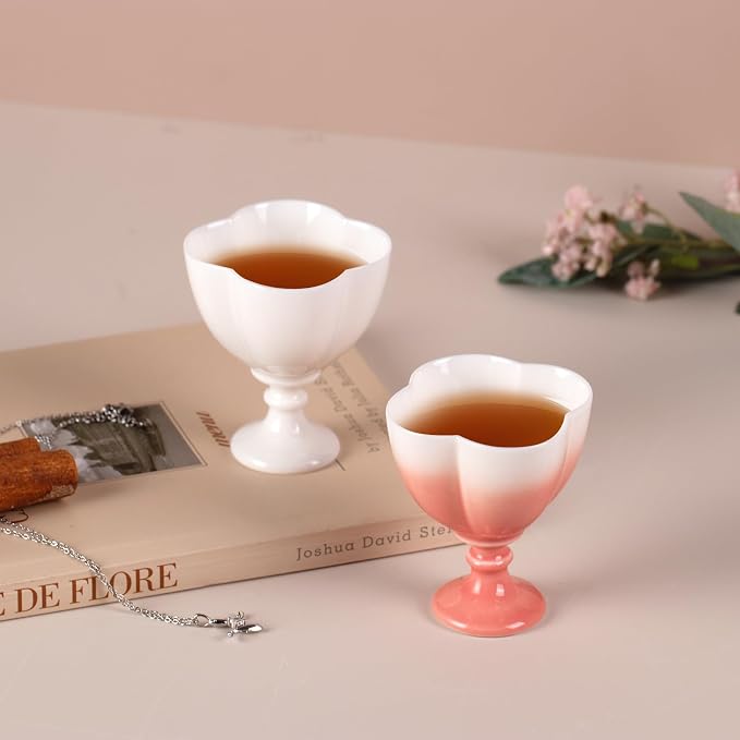 KAMMAK Tea Cup, 1.8oz Small Ceramic Tea Cups Set of 2 - Image 3