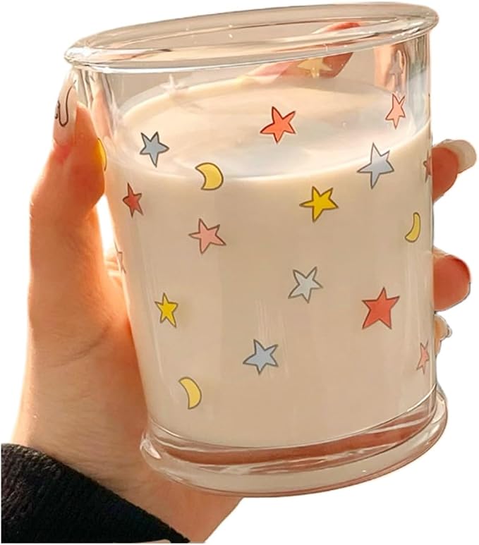 2 Pack 12 OZ Cute Glass Cup Star Drinking Glasses - Image 2