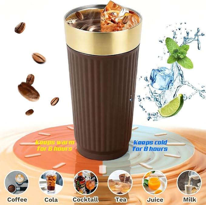 Vacuum Insulated Stainless Steel Travel Coffee Mug, Leak Proof Cup - Image 2