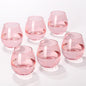Pink Wine Glasses Set of 6-15oz -Colored Stemless Hand-Blown Wine Glasses, European Design Crystal Glass For Red & White Wine, Unique Gifts for Wedding, Birthday,Valentine's Day