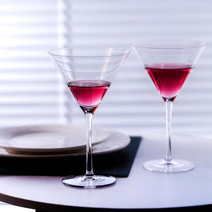 Handblown Crystal Martini Glasses Set of 4-9.5 oz Coupe Glass Set with Stem - Elegant Cocktail Glasses for Bar, Margarita, Cosmopolitan, Manhattan, Gimlet - Unique Gift for Mother’s Day