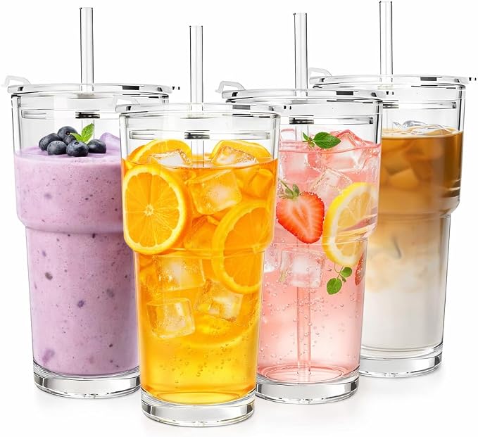 Clear Iced Coffee Cups with Lids by AiMQnLe