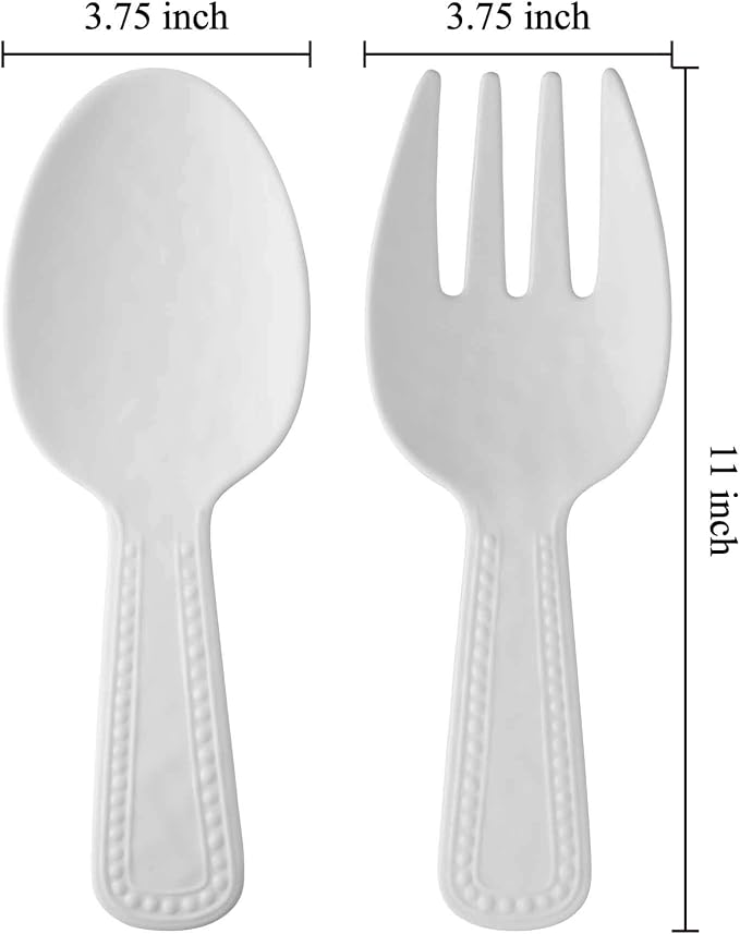 Pebble Melamine Salad Servers, Serving Utensil Set, Includes Serving Fork and - Image 3