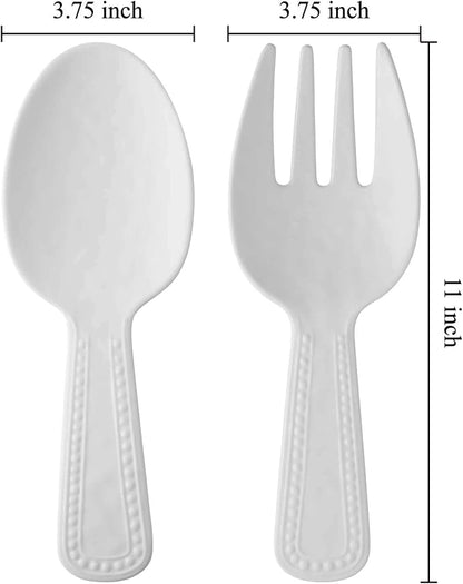 Pebble Melamine Salad Servers, Serving Utensil Set, Includes Serving Fork and - Image 3