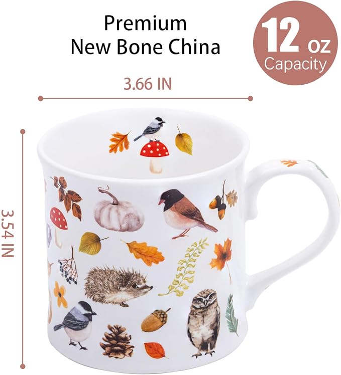 Autumn Animals Coffee Mug, 12 oz New Bone China Mug - Image 3