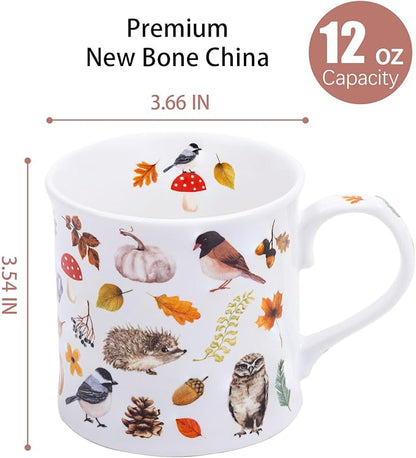 Autumn Animals Coffee Mug, 12 oz New Bone China Mug - Image 3