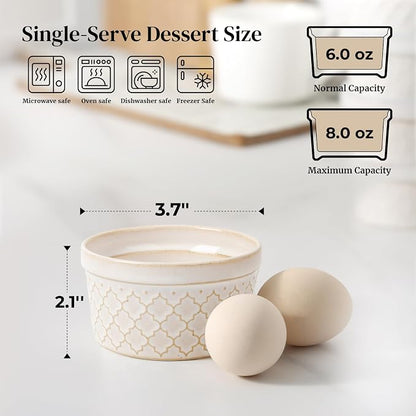 Dowan Ramekins 6 oz Oven Safe for Creme Brulee, Ceramic Small Baking Cups - Image 2