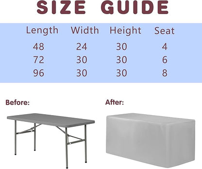 HolidayIdeas 2 Pack Red Fitted Tablecloth for 8ft Tables, 4-Sided Christmas Table Cover for Holiday Markets, Yard Parties, & Gift Tables, Wrinkle-Resistant Washable Xmas Decorations