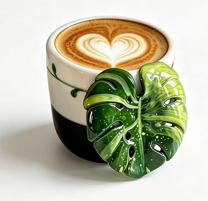 Leaf Handle Ceramic Coffee Mug, Flower Mug 10oz by Unknown