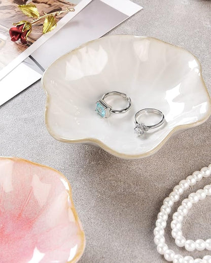 JAMEND CLXP 2PCS Lotus Leaf Shape Ring Holder Dish, Small Key Bowl, Ceramic - Image 3