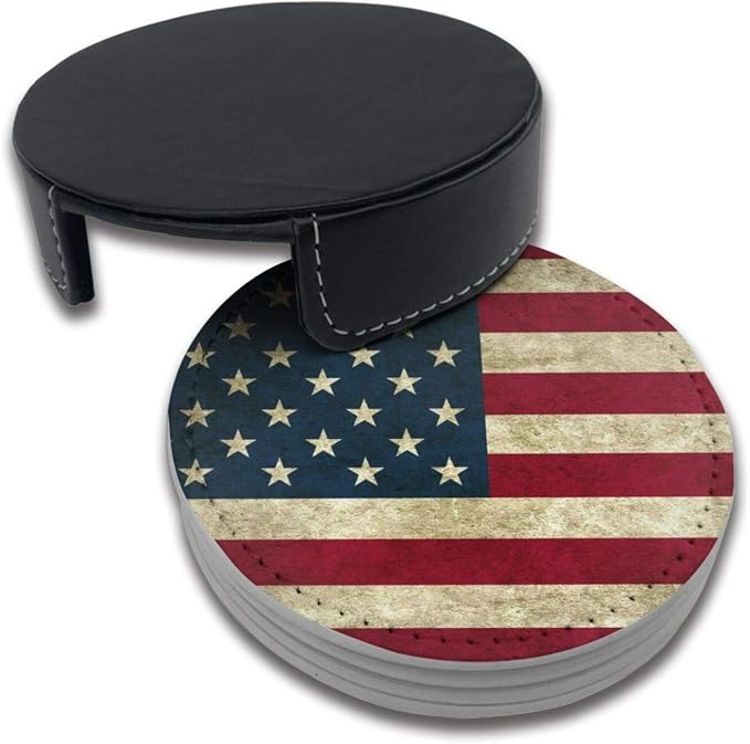 American Flag USA Flag Leather Drinks Coasters - Image 3