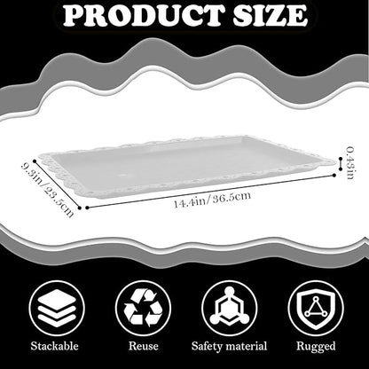 Plastic Serving Trays,24 Pack Rectangle Serving Platters Decorative Serve Tray Dessert Table Tray,15"x10" Rectangle Platters, Decorative Dessert Table Trays, Cake, Cookie Catering Plates(White)