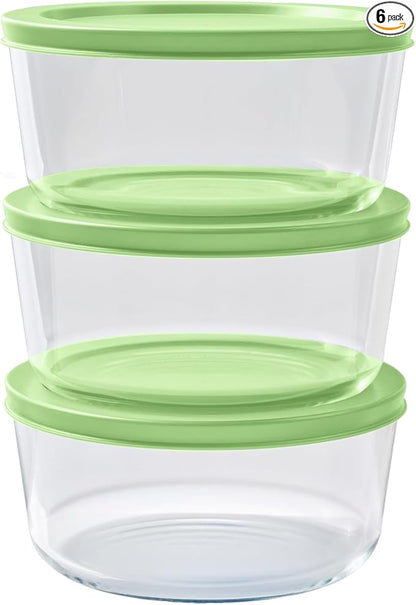 6-Piece Glass Food Storage Containers Set | 4-Cup, Leakproof | Microwave by DuraLiving
