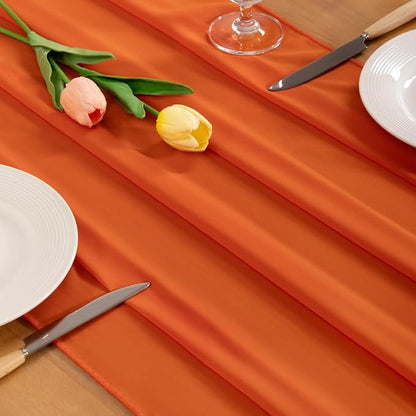 Orange Chiffon Table Runner Summer Boho Wedding Birthday Party Decor | 14ft - Image 2