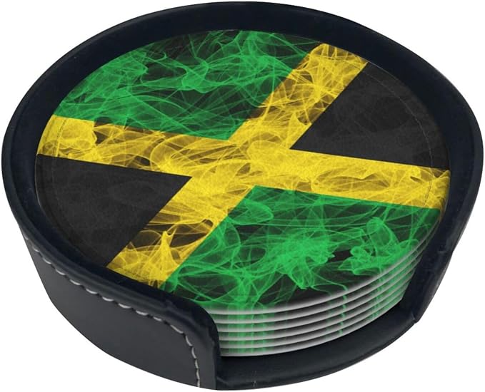 6 Pack Jamaica Flag Leather Coaster - Image 2