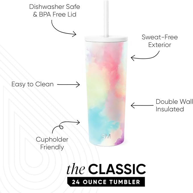 Simple Modern Iced Coffee Tumbler, Insulated | 24oz | Tie Dye | Reusable - Image 2