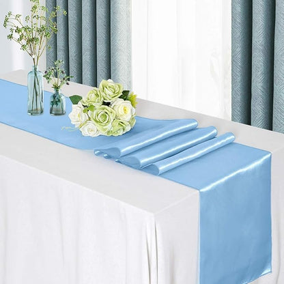 Baby Blue Satin Table Runners 10 Pack 12x108 inch Silk Smooth Fabric | Bright - Image 5