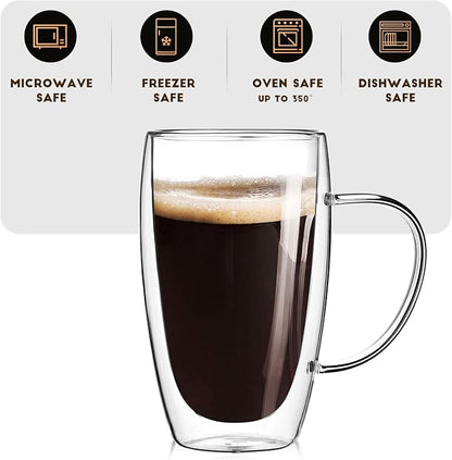 2-Pack 15 Oz Double Walled Glass Coffee Mugs - Image 7
