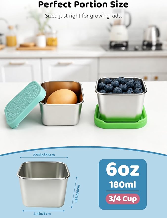 HTEVW 6 Pack Stainless Steel Snack Containers - Image 3