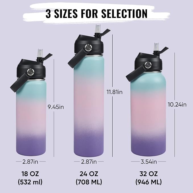 Fijinhom 24oz Insulated Stainless Steel Water Bottle, Wide Mouth Double Wall - Image 2