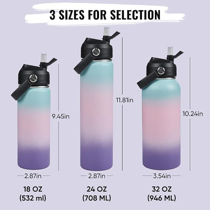 Fijinhom 24oz Insulated Stainless Steel Water Bottle, Wide Mouth Double Wall - Image 2