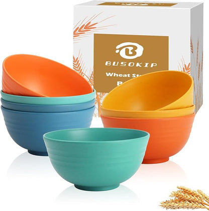 Wheat Straw Bowls Set of 8, Unbreakable Cereal Bowl 26 OZ, Microwave and by BUSOKIP