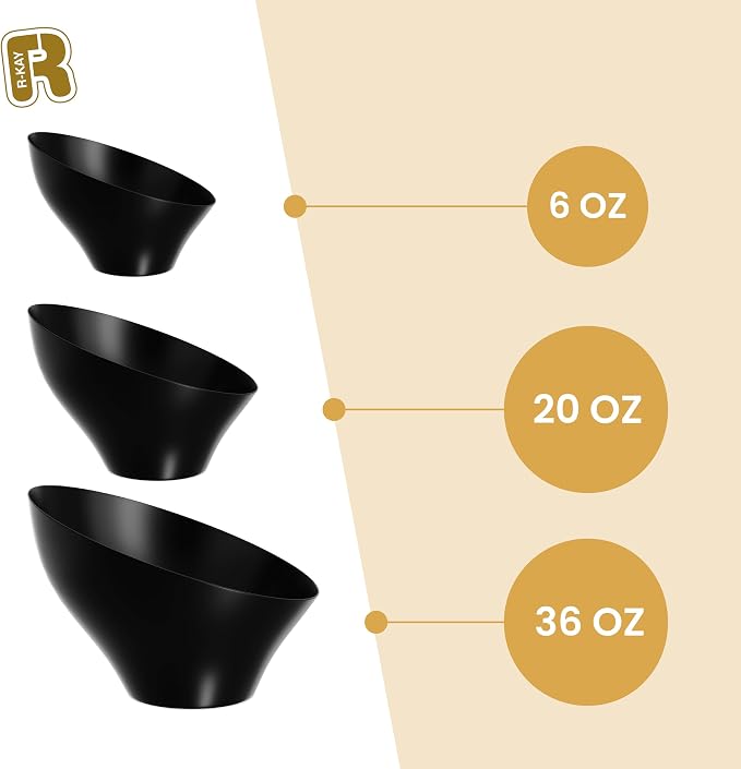 R-kay 6 Pack Black Large Plastic Bowls - Image 6