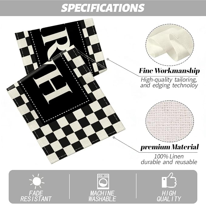 Happy Birthday Table Runner Black Checkerboard Checkerboard Racing Theme | - Image 2