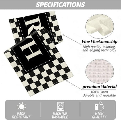 Happy Birthday Table Runner Black Checkerboard Checkerboard Racing Theme | - Image 2