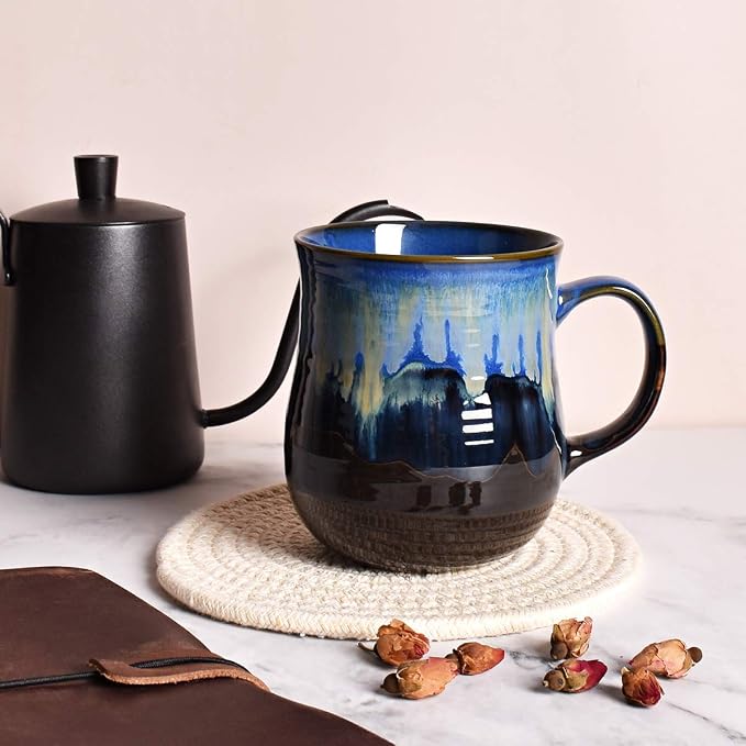 Bosmarlin Large Ceramic Coffee Mug, 21 Oz, Dishwasher and Microwave Safe - Image 4