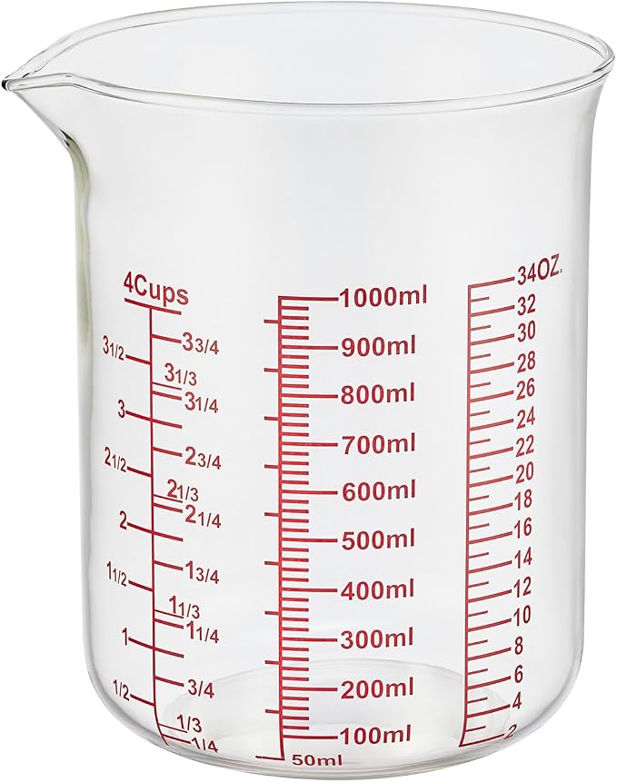 High Borosilicate Glass Measuring Cup-V-Shaped Spout，Glass Measuring Beaker by AckersBORO33