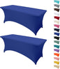 2Pack 4FT Table Cloth for Rectangular Fitted Events Stretch Gemstone Blue Table Covers Washable Spandex Tablecloth Protector for Party, Wedding, Cocktail, Banquet, Festival