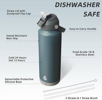 BJPKPK 40oz Insulated Water Bottle, Stainless Steel Bottle - Image 3
