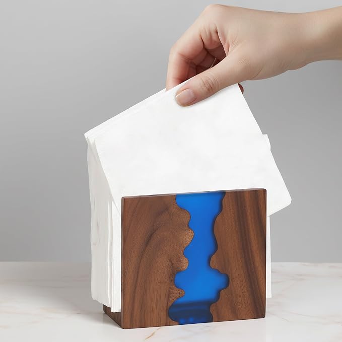 Artistic Napkin Holder | Loongresinwood Acacia Wood & Epoxy Resin | Thickened - Image 4