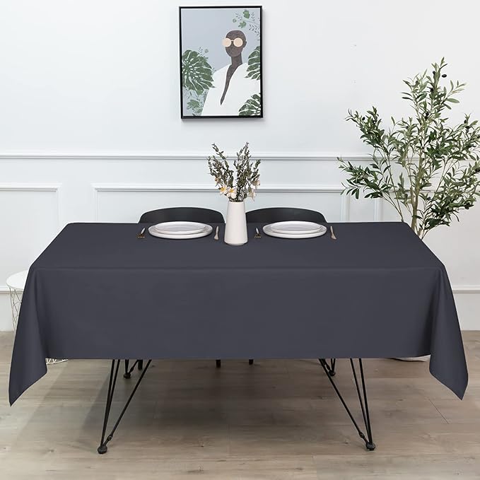 Sancua Rectangle Tablecloth - 70 x 108 Inch, Grey, Polyester, Stain & Wrinkle Resistant, Perfect for Dining Table, Buffet, Parties, Camping