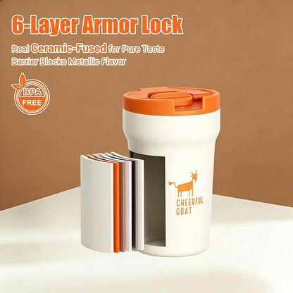 CHEERFUL GOAT Ceramic Lined Coffee Travel Mug – Stainless Steel Travel Coffee - Image 4