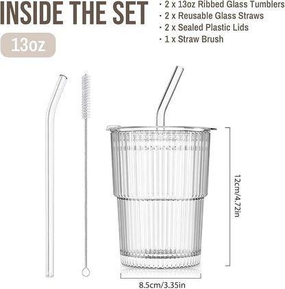 SoulTimes 13oz Ribbed Glass Tumbler - Image 3