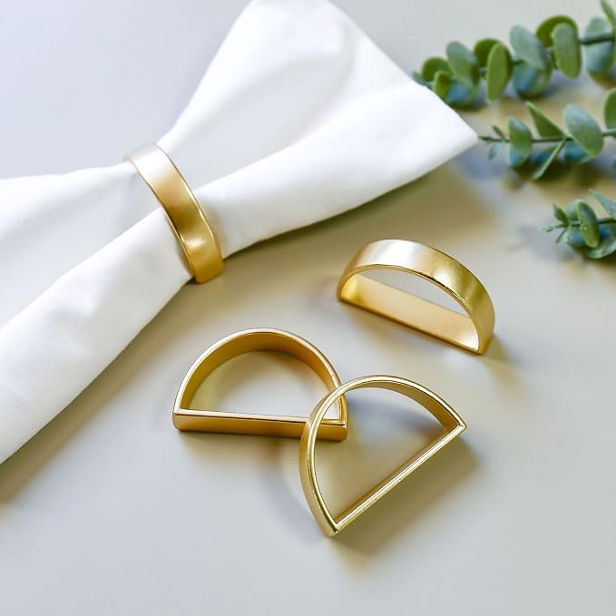 Cuff Brushed Gold Napkin Rings Set of 4, Modernist Napkin Ring Holder - Image 5