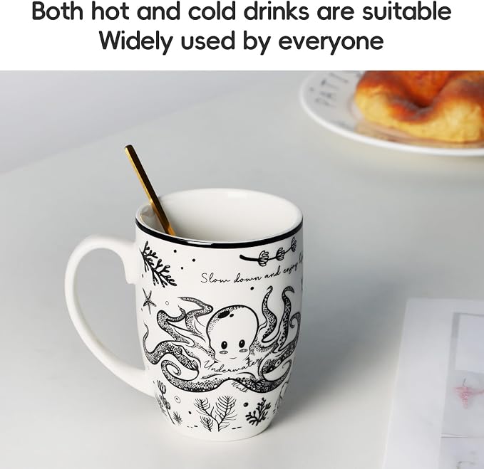 Cute Gifts 16 oz Coffee Mug Sea Turtle and Octopus, Funny Boho Tea Mugs - Image 3
