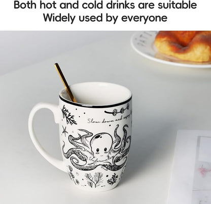 Cute Gifts 16 oz Coffee Mug Sea Turtle and Octopus, Funny Boho Tea Mugs - Image 3
