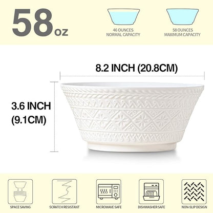 Yeacccng Deep Soup Bowls Set of 4, 58oz Large Cereal Bowls, Large Soup Bowl - Image 2