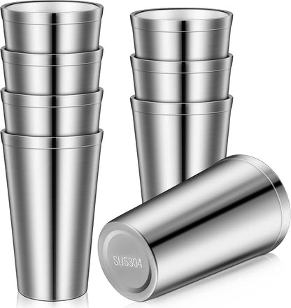 Zopeal 8 Pcs Stainless Steel Cups 16 Oz, Double Wall Vacuum Pint Cup Tumbler by Zopeal